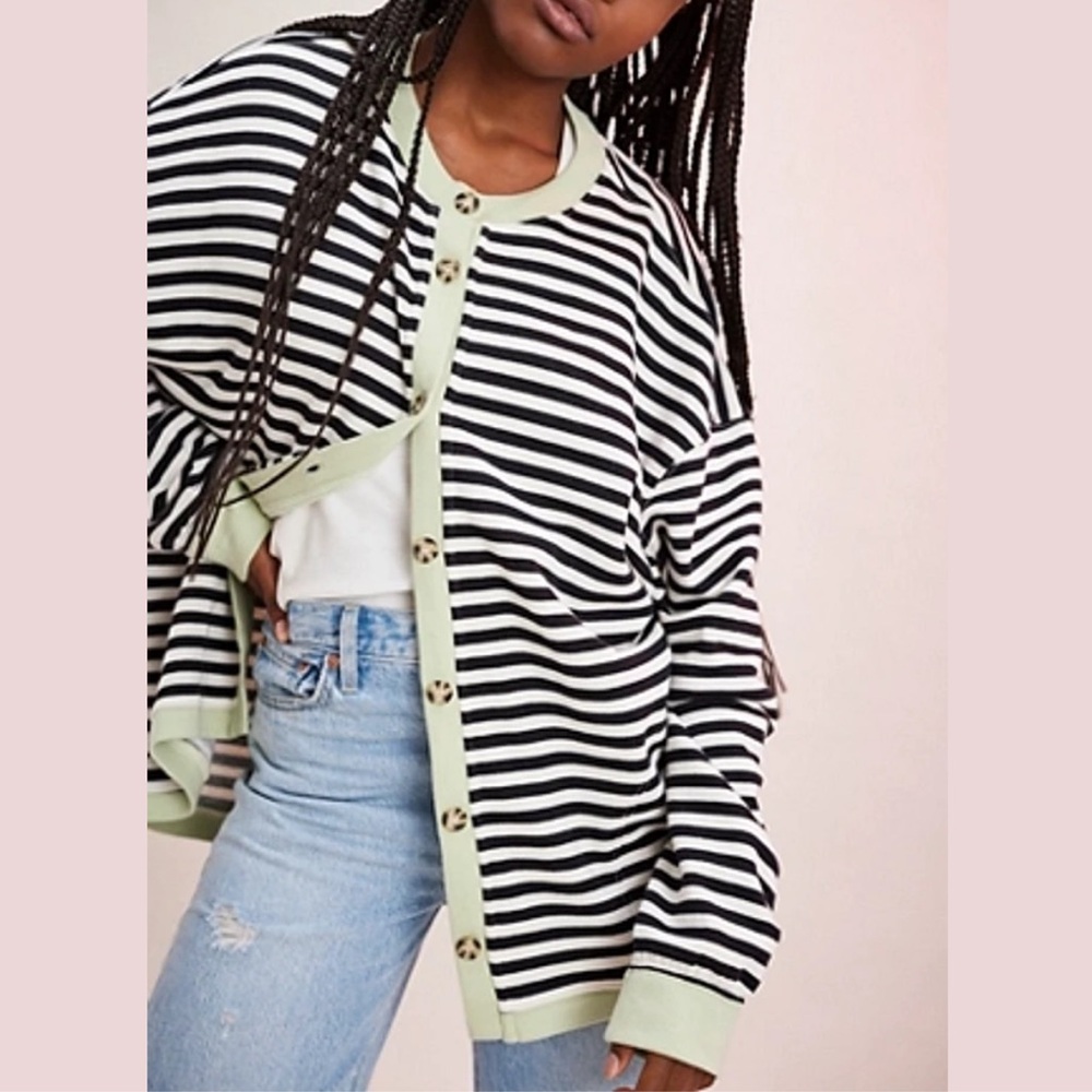 Free People Striped Black and White and green. NWOT